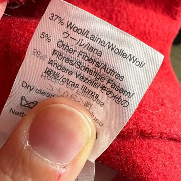 J. Crew Women's Red Boiled Wool Overcoat Size 4 Long Sleeve Casual - Picture 8 of 9